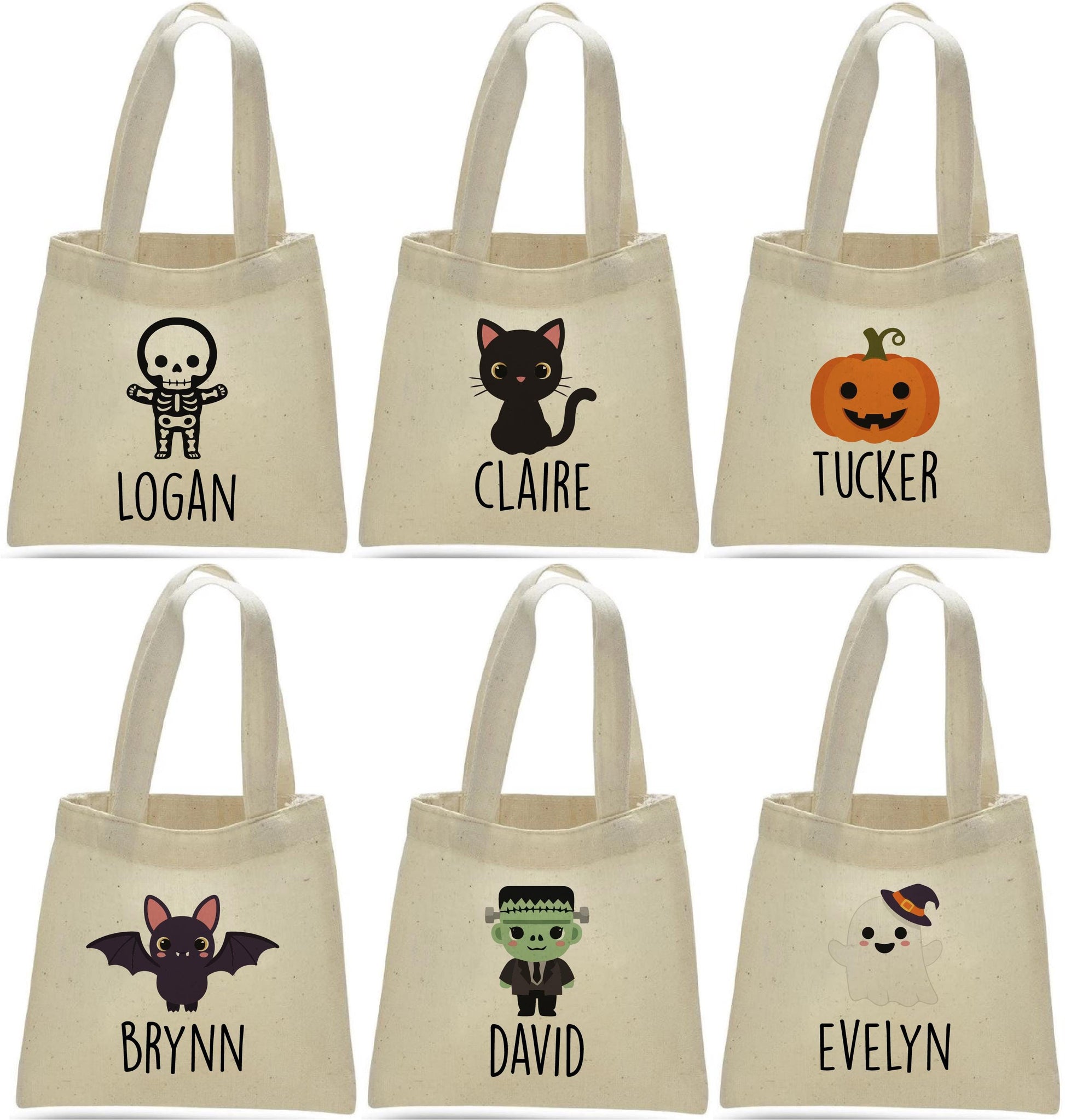 Halloween Treat Bags: Set of 6 Cotton Party Favor Bags