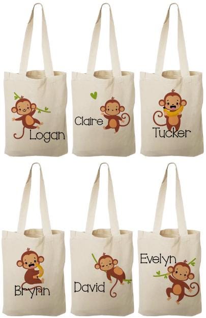 Monkey Party Favor Bags: Eco-Friendly Cotton Goodie Bags