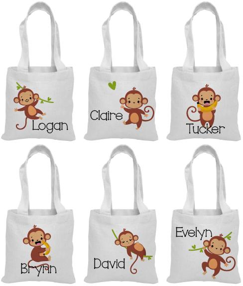 Monkey Party Favor Bags: Eco-Friendly Cotton Goodie Bags