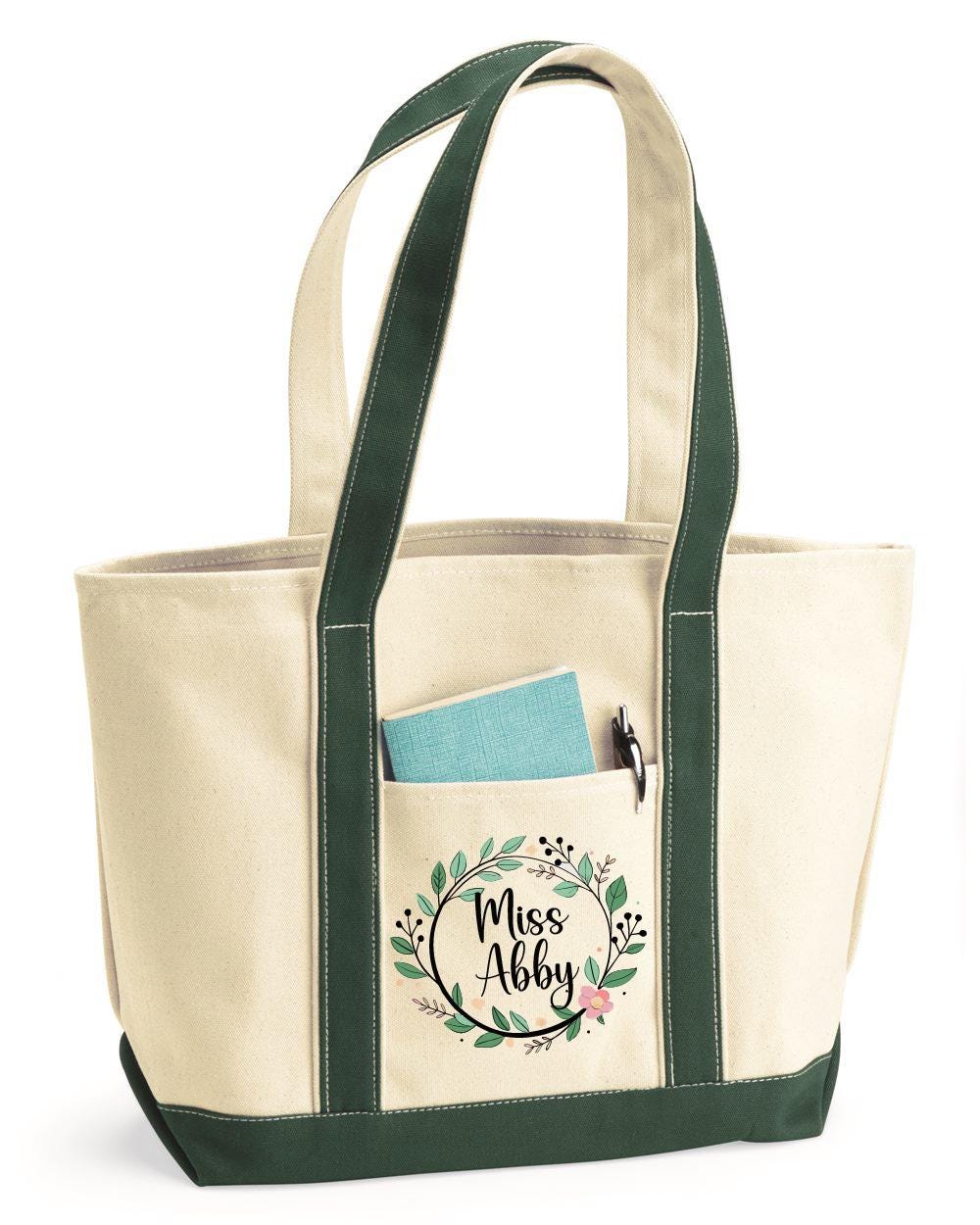 Teacher Gift - Personalized Teacher Tote Bag: Heavy-Duty Cotton Canvas, Interior Pocket