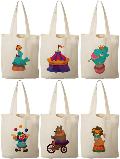 Circus Party Favor Bags: Cotton Carnival Treat Bags, Set of 6