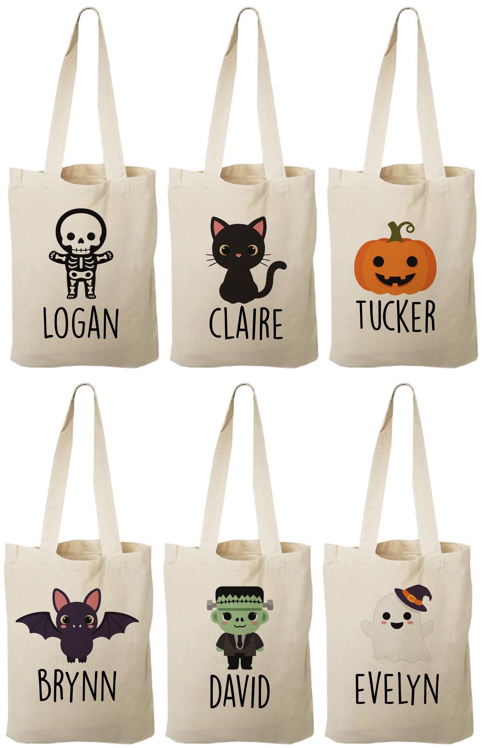 Halloween Treat Bags: Set of 6 Cotton Party Favor Bags