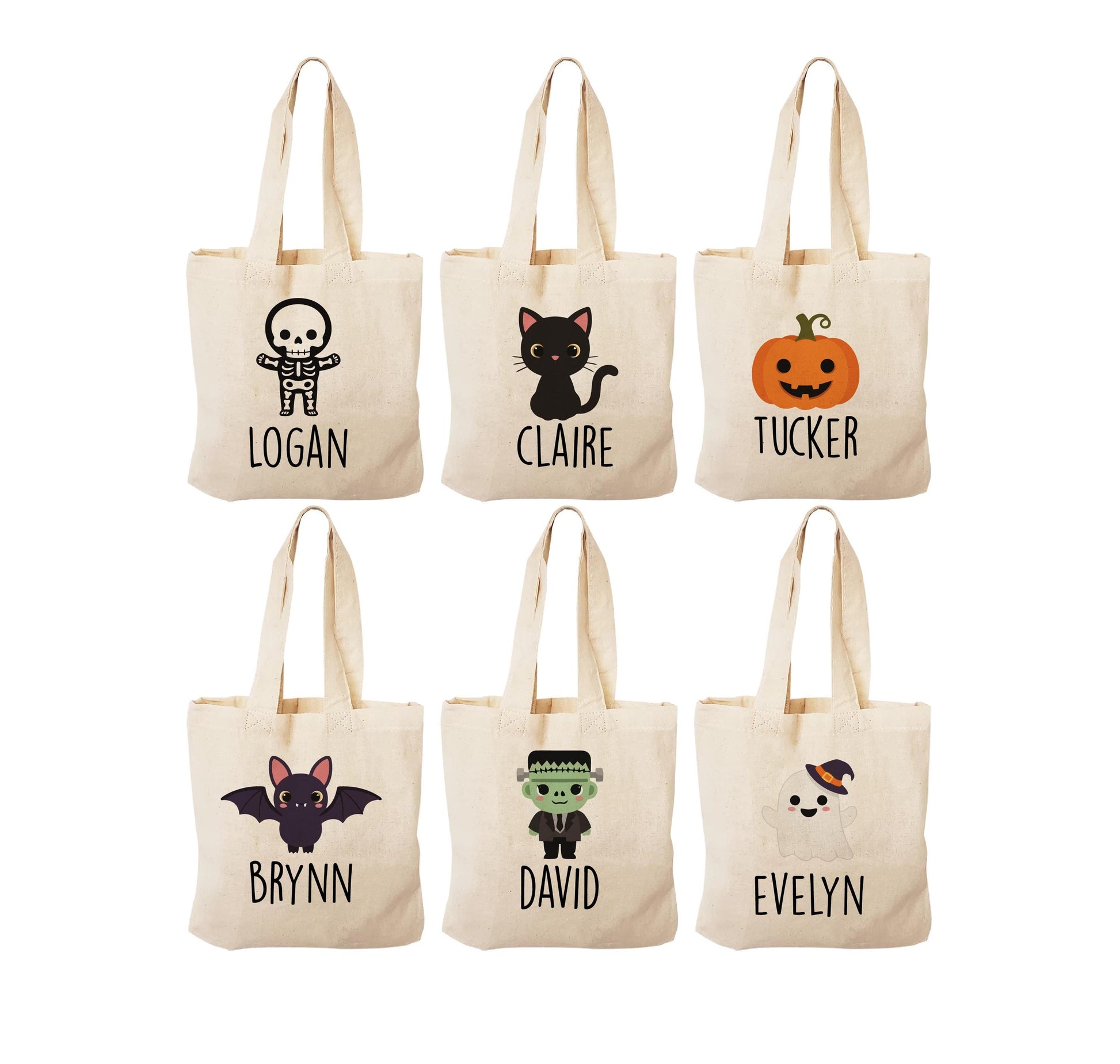 Halloween Treat Bags: Set of 6 Cotton Party Favor Bags