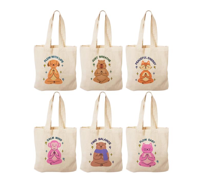 Set of 6 Yoga Animals Party Favor Bags