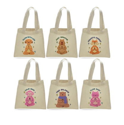 Set of 6 Yoga Animals Party Favor Bags