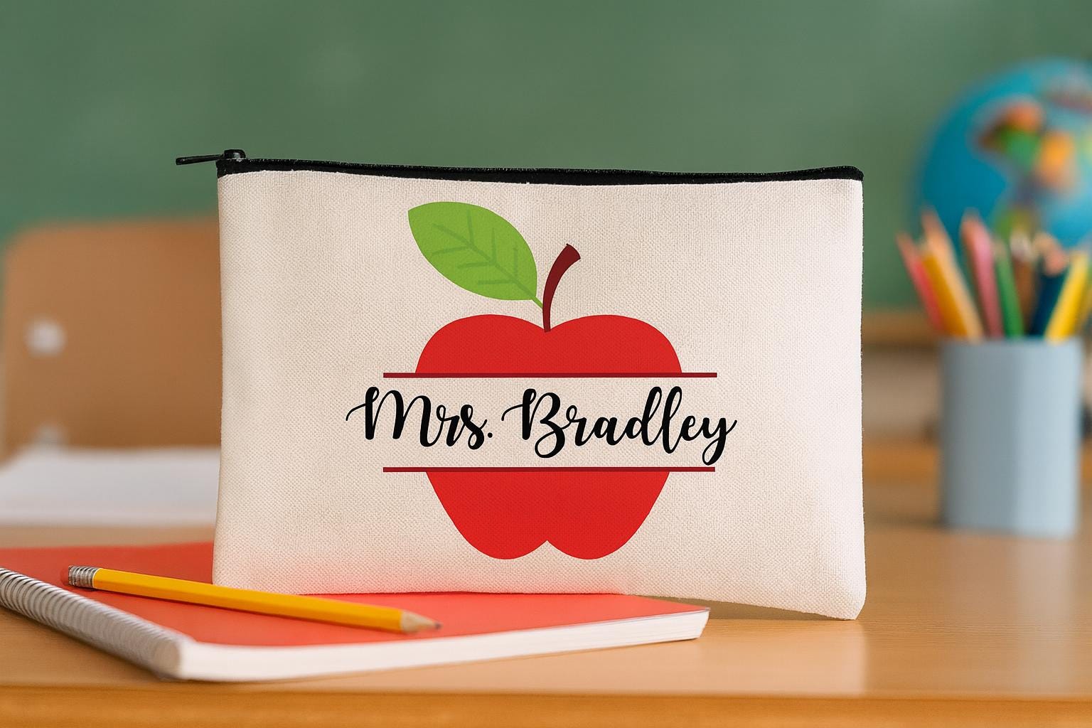 Personalized Teacher Pencil Pouch - Gift for Teachers! - Canvas 8x5 inch Pouch with Zipper
