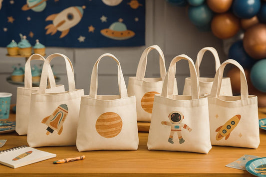 Space Party Favor Bags – Set of 6 Cotton Canvas Treat Bags