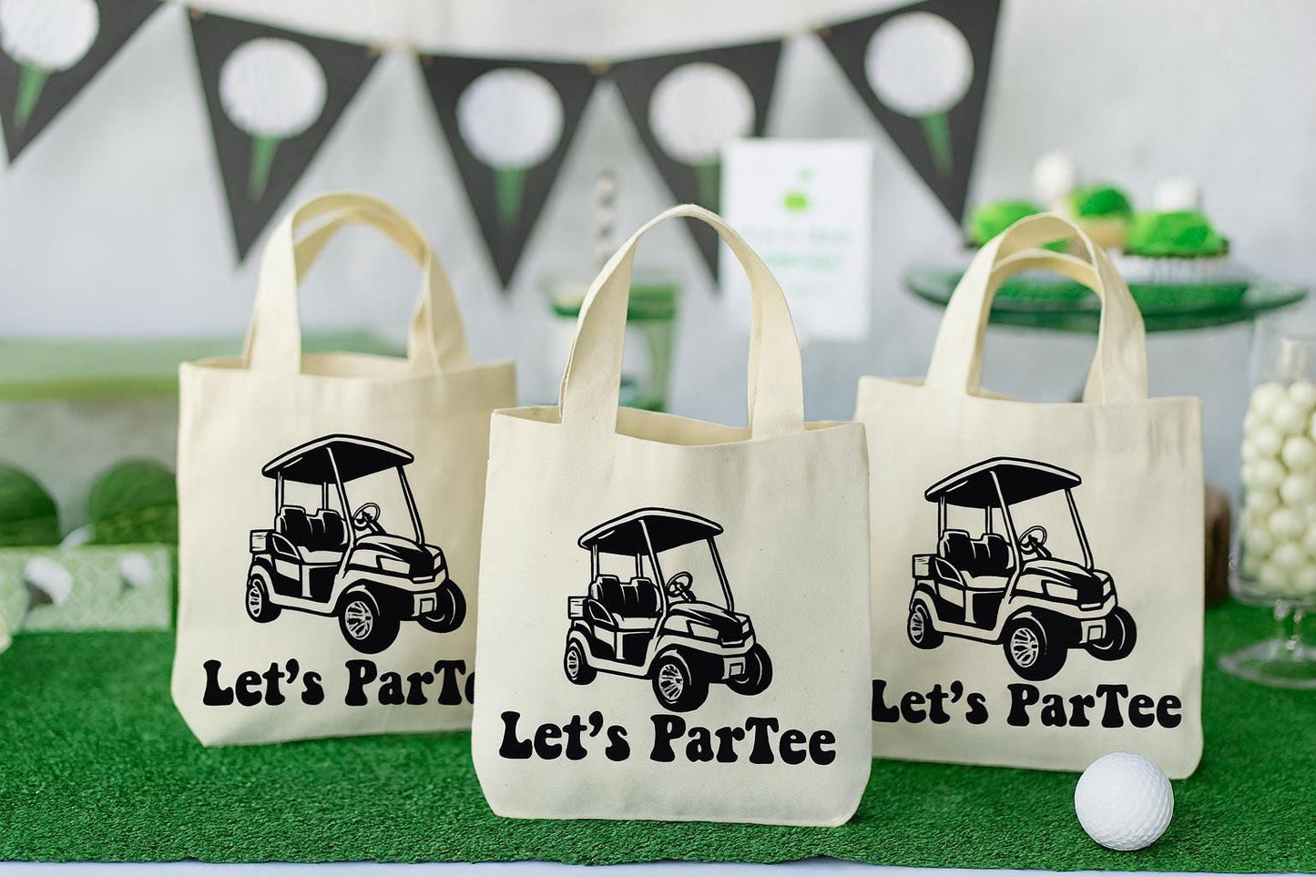 Golf Party Favor Bags – "Let's ParTee" Cotton Tote