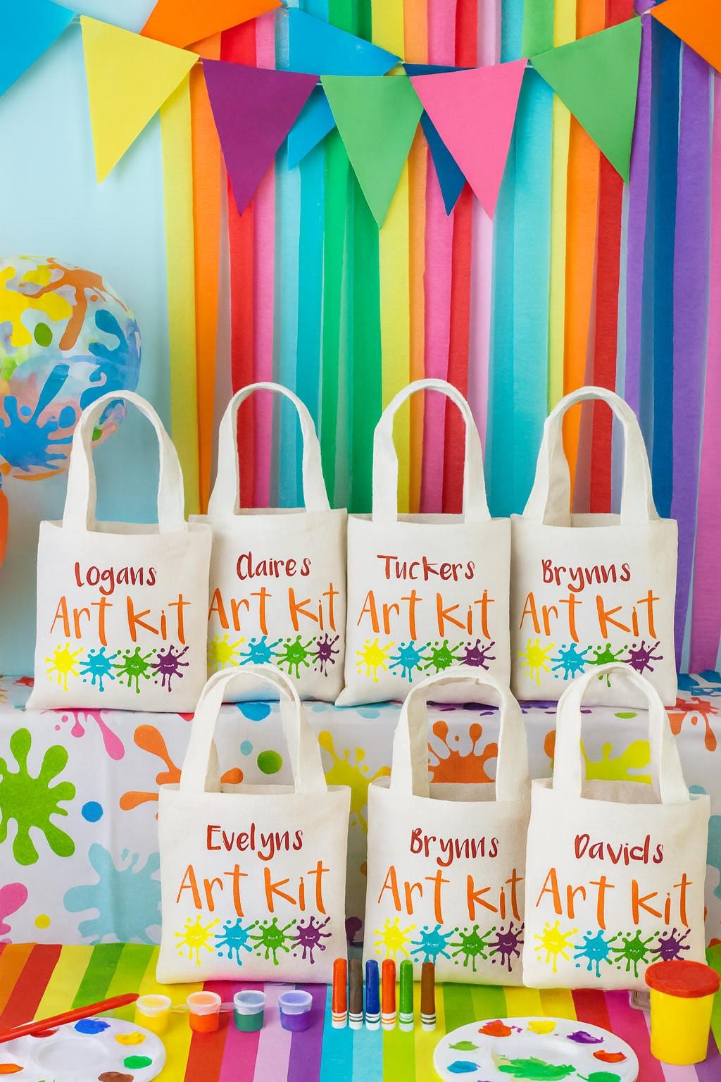 Personalized Art Party Favor Bags, Canvas Tote