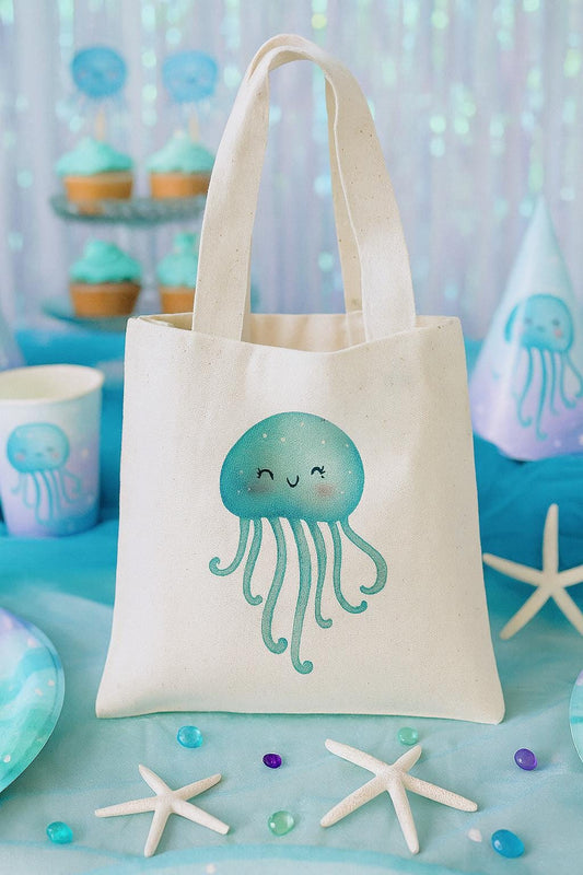 Jelly Fish Party Favor Bags - Perfect for Under Water or Ocean Themed Parties! - Set of Three - Cotton Party Bags with Handles
