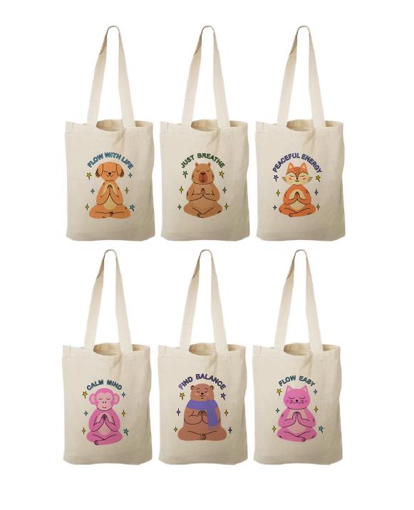 Set of 6 Yoga Animals Party Favor Bags