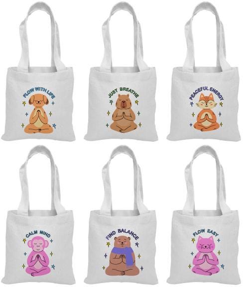 Set of 6 Yoga Animals Party Favor Bags