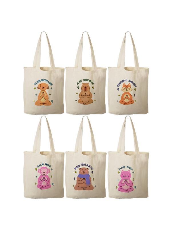Set of 6 Yoga Animals Party Favor Bags