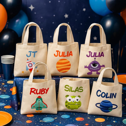 Personalized Space Party Favor Bags – Set of 6, Custom Name