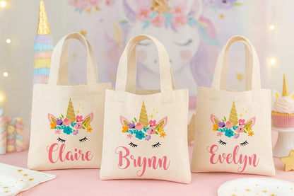 Personalized Unicorn Favor Bags – Custom Cotton Birthday Party Goodie Bags