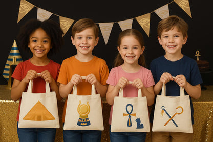Egyptian Party Favor Bags - Perfect for Egyptian Themed Parties and Events - Set of Six Bags - Variety of Sizes