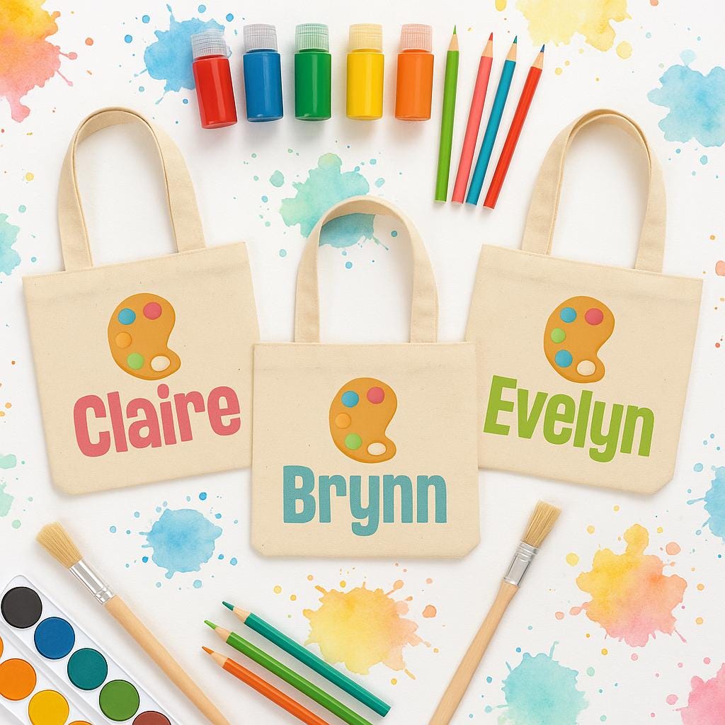 3 Paint Party Favor Bags