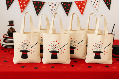 Magic Party Favor Bags – Cotton Canvas Tote, Magician Design