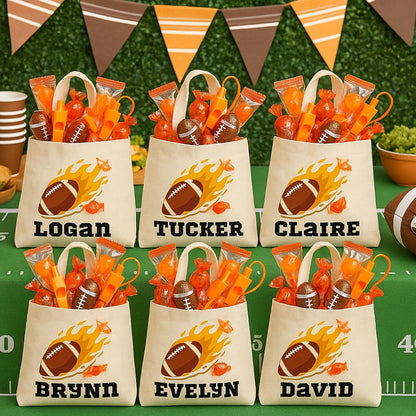 Personalized Football Party Favor Bags – Custom Name Goodie Bags, Kids Sports Birthday Favors, Game Day Treat Bags, Tailgate Party Gifts