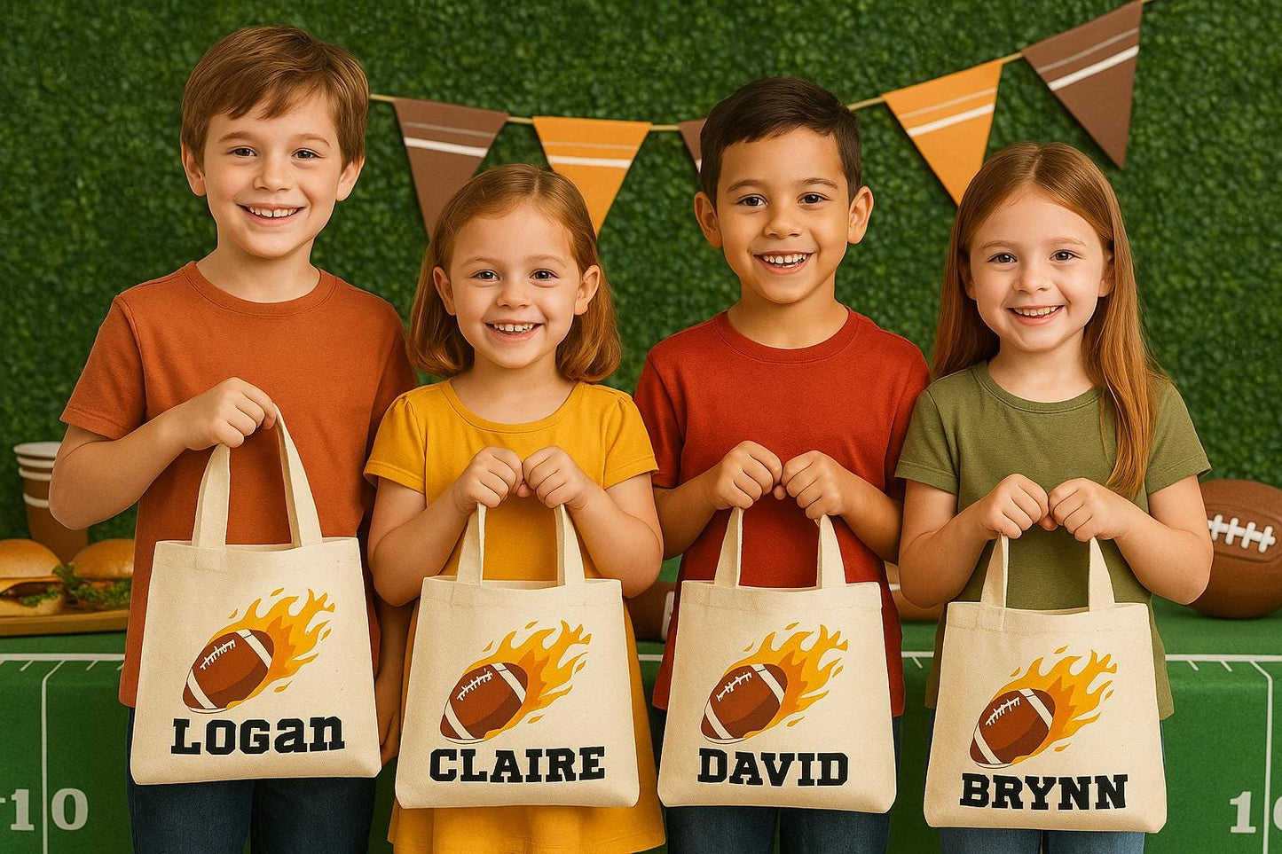 Personalized Football Party Favor Bags – Custom Name Goodie Bags, Kids Sports Birthday Favors, Game Day Treat Bags, Tailgate Party Gifts