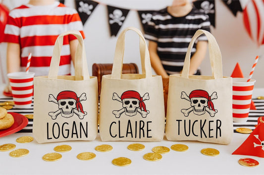 Custom Pirate Party Favor Bags - Perfect for Pirate Themed Parties and Events! - Featuring Party Guest Names