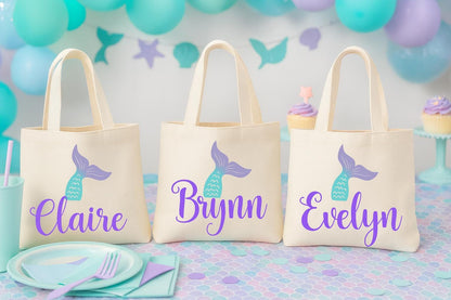 Personalized Mermaid Tail Favor Bag – Under the Sea Party Canvas Tote