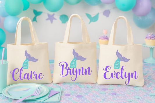 Personalized Mermaid Tail Favor Bag – Under the Sea Party Canvas Tote