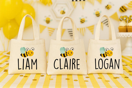Personalized Bee Party Favor Bags – Custom Canvas Gift Bags