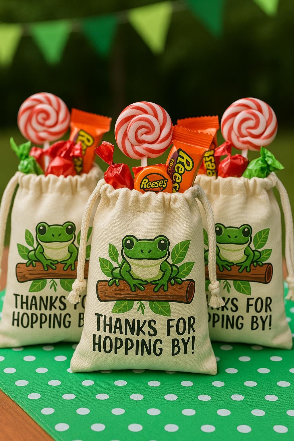 Frog Party Favor Bags - Thanks For Hopping By! - Perfect for Frog Themed Parties and Events - Frog Thank You Goodie Bags