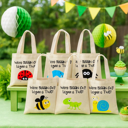 Personalized Insect Party Favor Bags, Bug Birthday Canvas Tote
