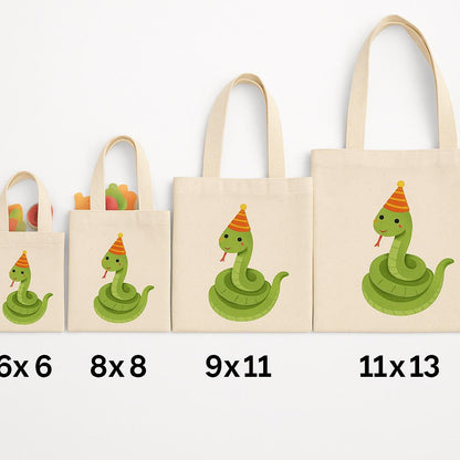 Snake Party Favor Bags - Reusable Canvas Goodie Bags - Set of Three