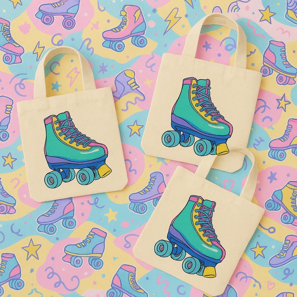 3 Roller Skating Party Favor Bags