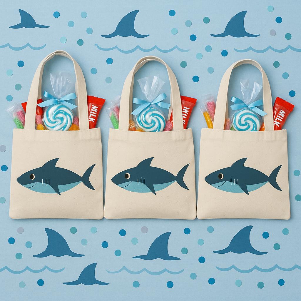 Shark Party Favor Bags - Perfect for Shark or Ocean Themed Parties! - Set of Three Bags