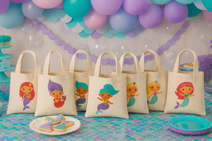 Mermaid Party Favor Bags - Perfect for Mermaid and Under the Sea Parties and Events - Set of Six Bags