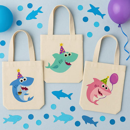 Shark Party Favor Bags - Set of 3, Colorful Shark Theme