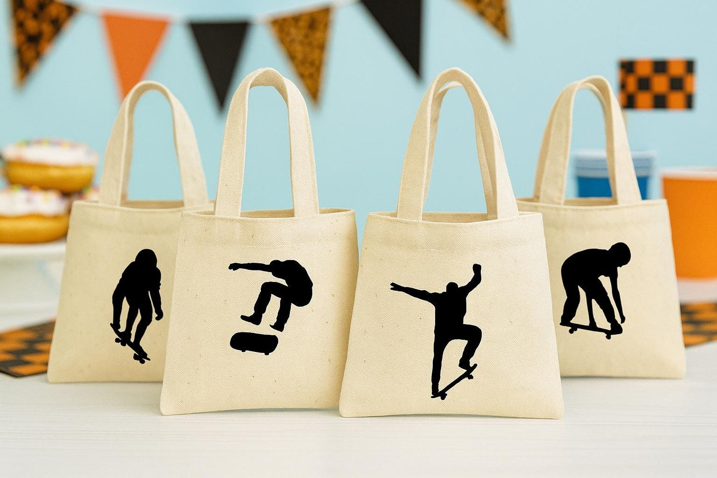 4 Skateboard Treat Bags, Skateboard Party Favor Bags, Skateboard Gift Bags, Skateboard Party, Gift Bags, Party Favor Bags, Skateboard, Bags
