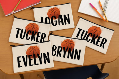 Personalized Basketball Pencil Pouch / School / Makeup Pouch