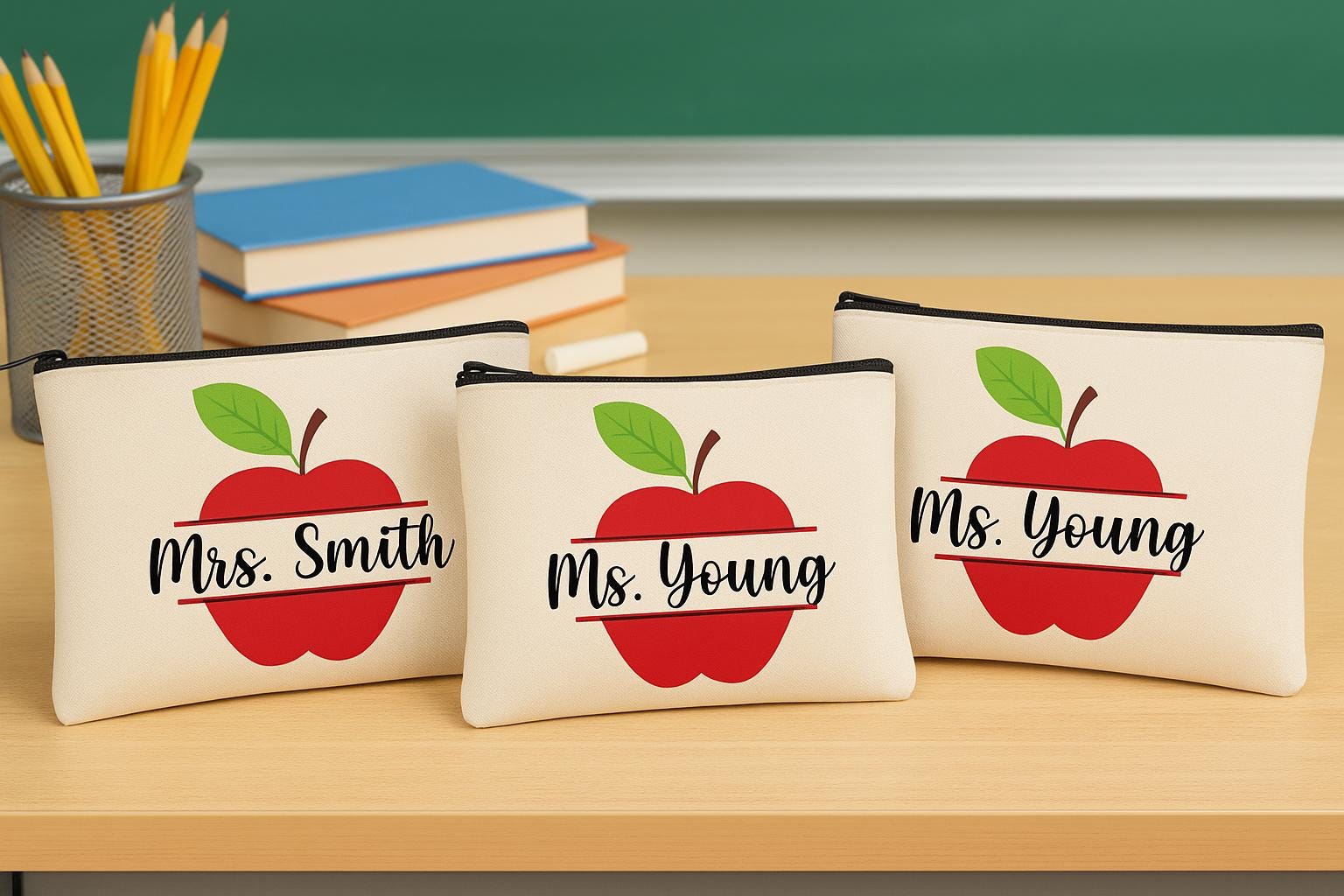 Personalized Teacher Pencil Pouch - Gift for Teachers! - Canvas 8x5 inch Pouch with Zipper
