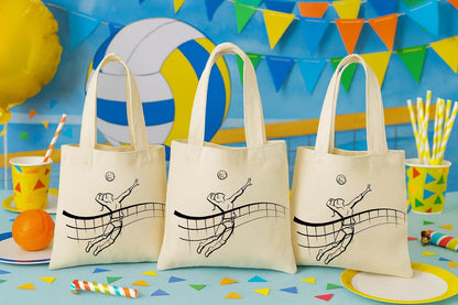 Volleyball Party Favor Bags, Set of 3, Cotton Treat Bags