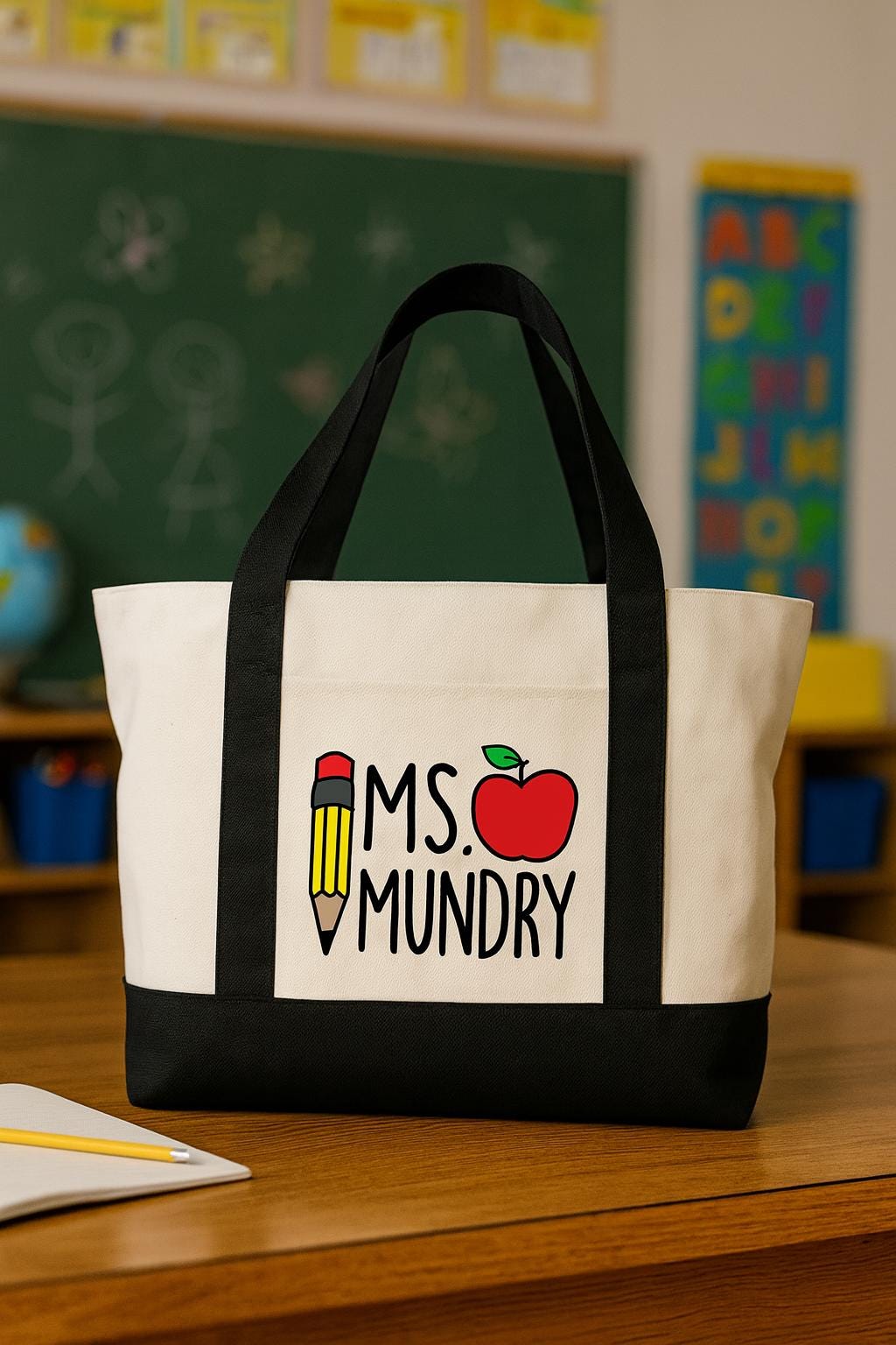 Personalized Teacher Tote Bag with Teacher’s Name - Variety of Colors - Teachers Gift