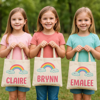 Custom Rainbow Party Favor Bags - Perfect for Rainbow Themed Parties and Events! - Personalized with Party Guest Names and Adorable Rainbows
