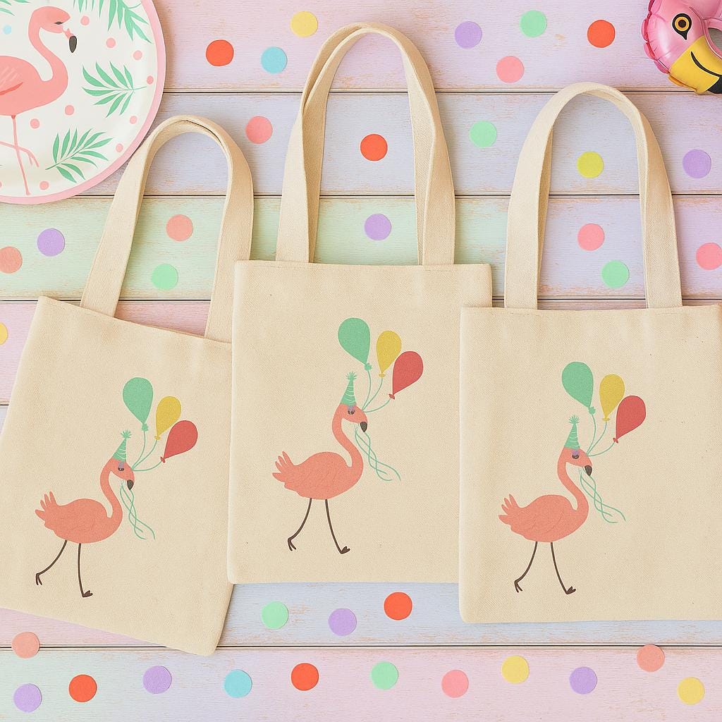 3 Flamingo Party Favor Bags