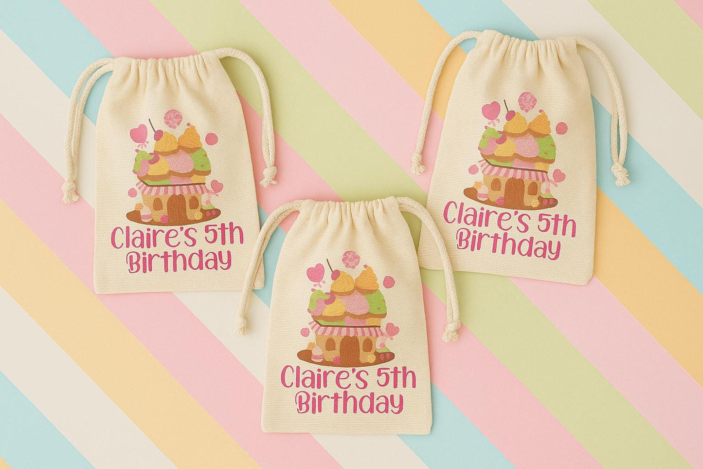 Personalized Candy Favor Bag – Cupcake House, Cotton Birthday Party