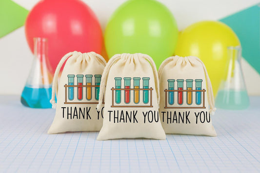 Science Party Favor Bags – Cotton Thank You Treat Bags