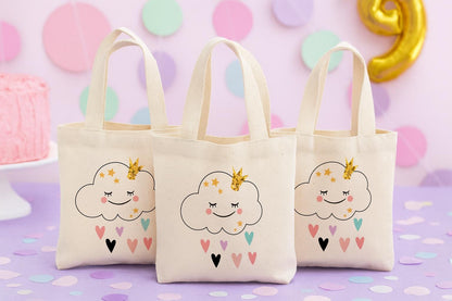 Cloud Party Favor Bags – Cotton Tote, Baby Shower, Set of 3