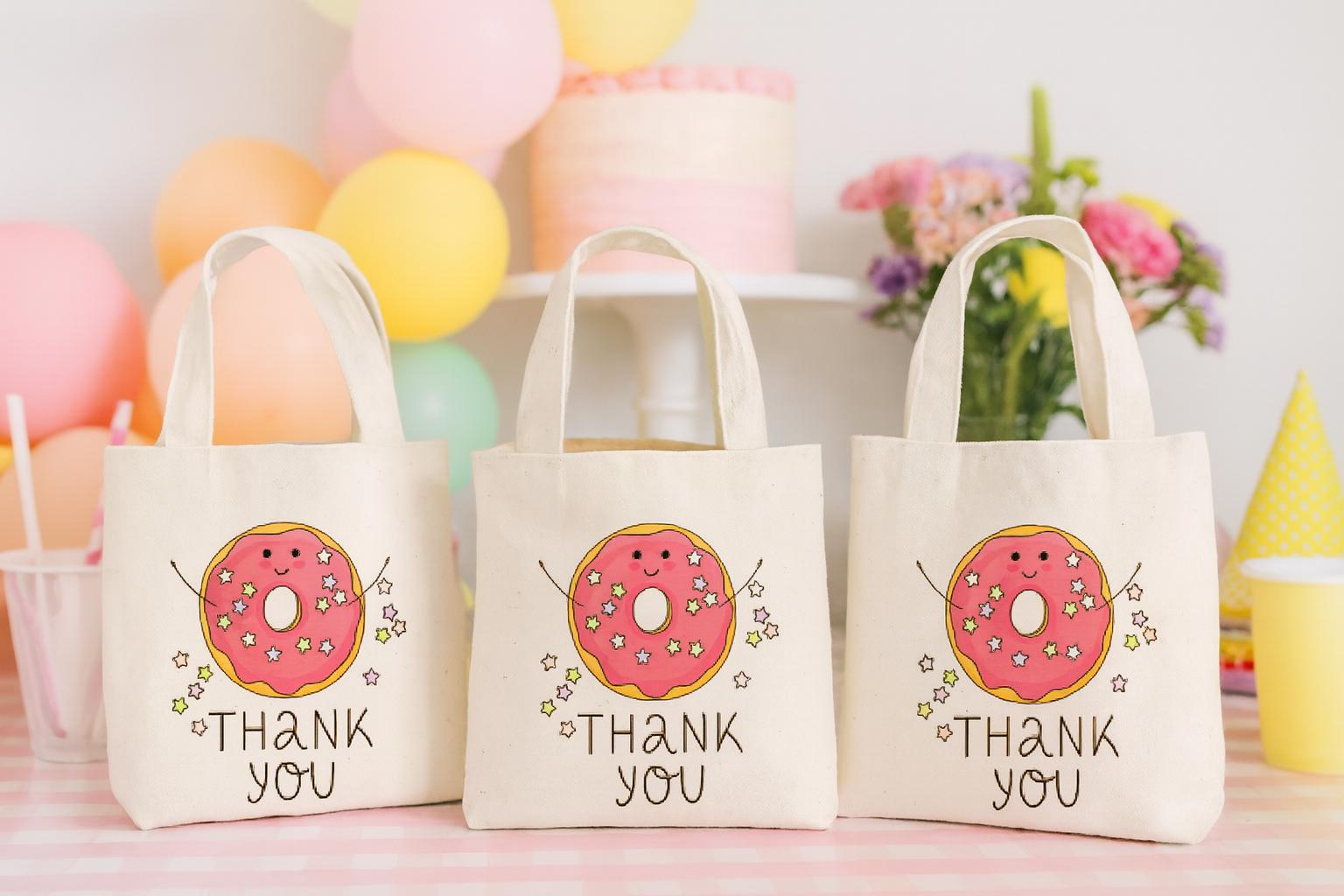 Donut Party Favor Bags - Perfect for Donut Themed Parties & Events - Donut Thank You Bags - Set of Three Bags