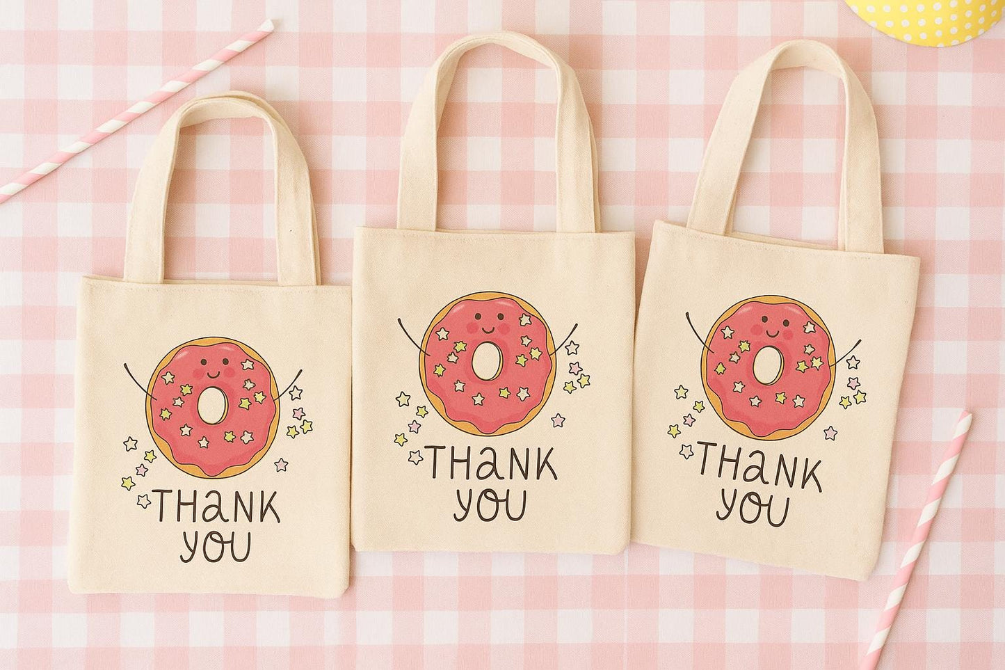 Donut Party Favor Bags - Perfect for Donut Themed Parties & Events - Donut Thank You Bags - Set of Three Bags