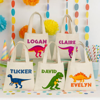 Personalized Dinosaur Party Favor Bags - Set of 6