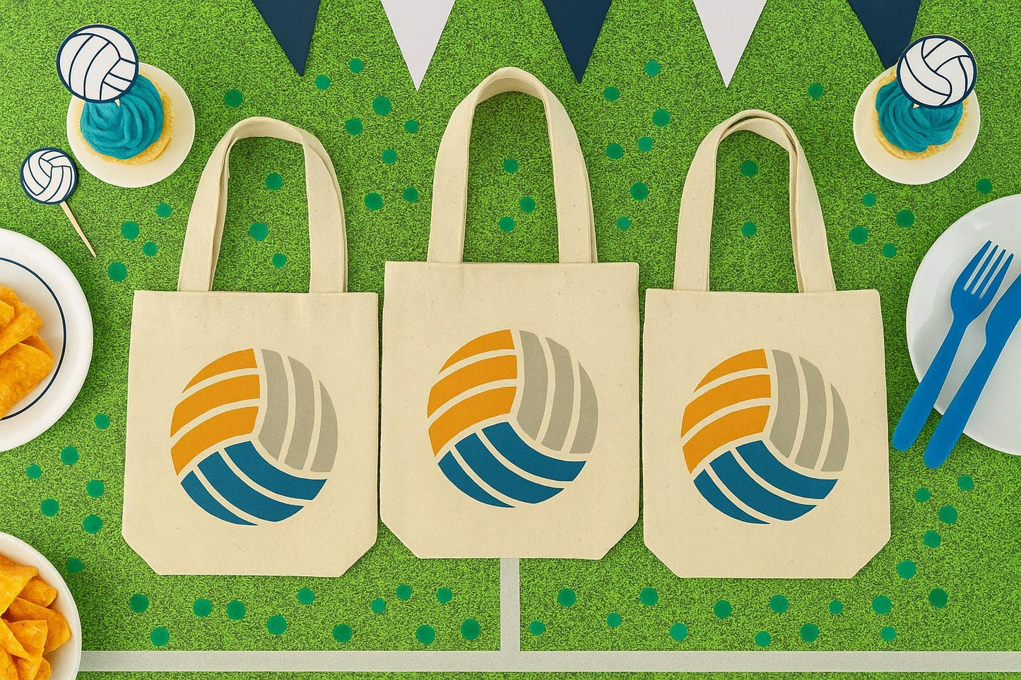 Volleyball Party Favor Bags - Perfect for Volleyball Themed Parties & Events - Set of Three Bags