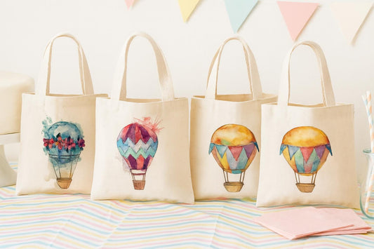Hot Air Balloon Party Favor Bags - Perfect for Hot Air Balloon Themed Parties & Events - Set of Four Bags